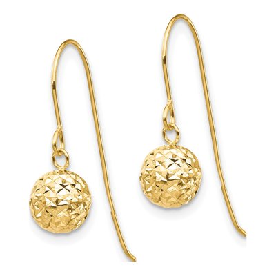 14K Yellow Gold Diamond-Cut Dangle Earrings – view 3