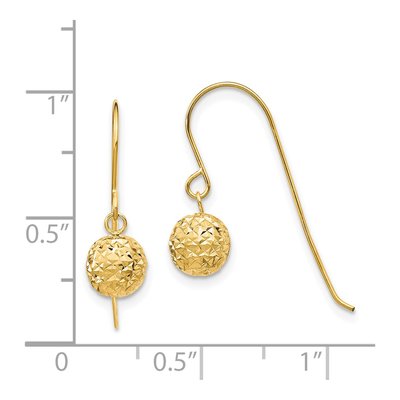 14K Yellow Gold Diamond-Cut Dangle Earrings – view 5