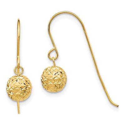 14K Yellow Gold Diamond-Cut Dangle Earrings