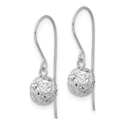 14K White Gold Diamond-Cut Dangle Earrings – view 2