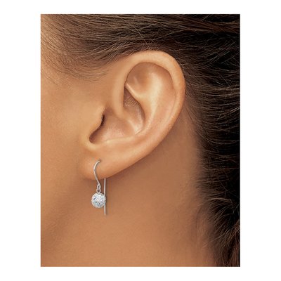 14K White Gold Diamond-Cut Dangle Earrings – view 3