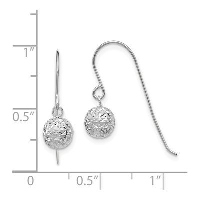 14K White Gold Diamond-Cut Dangle Earrings – view 4