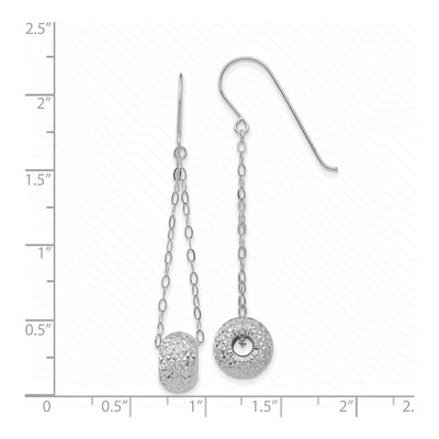 14K White Gold Diamond-Cut Puffed Donut Dangle Earrings – view 5