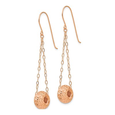 14K Rose Gold Puffed Donut Dangle Earrings – view 3