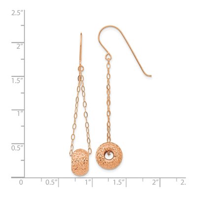 14K Rose Gold Puffed Donut Dangle Earrings – view 5