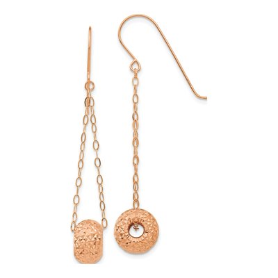 14K Rose Gold Puffed Donut Dangle Earrings
