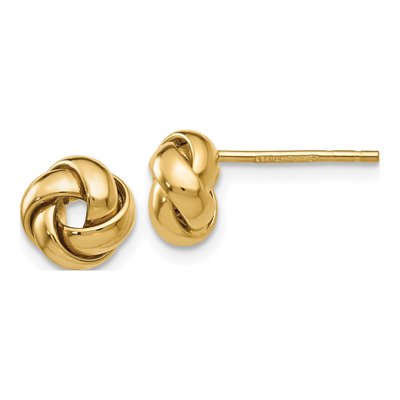 14K Yellow Gold Love Knot Stud Earrings