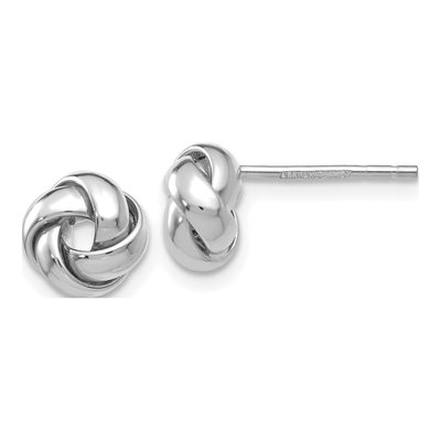 14K White Gold Knot Stud Earrings
