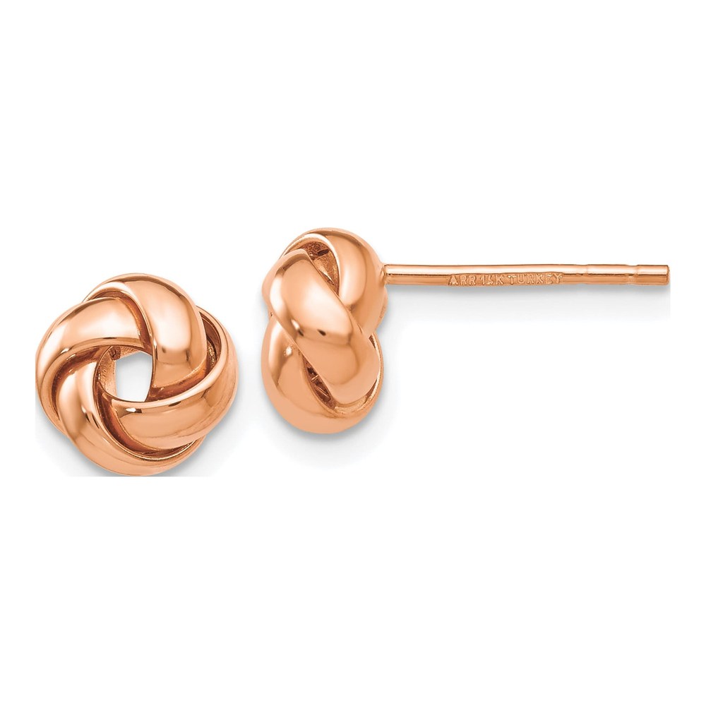 14K Rose Gold Love Knot Button Stud Earrings