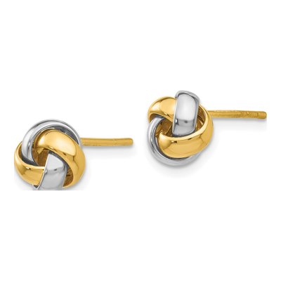 14K Two-Tone Gold Love Knot Stud Earrings – view 2