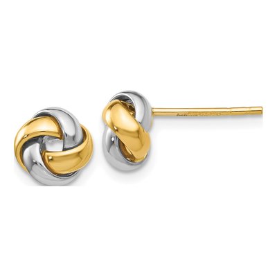 14K Two-Tone Gold Love Knot Stud Earrings