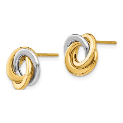 14K Two-Tone Gold Love Knot Stud Earrings – view 2