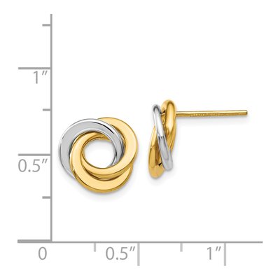 14K Two-Tone Gold Love Knot Stud Earrings – view 4
