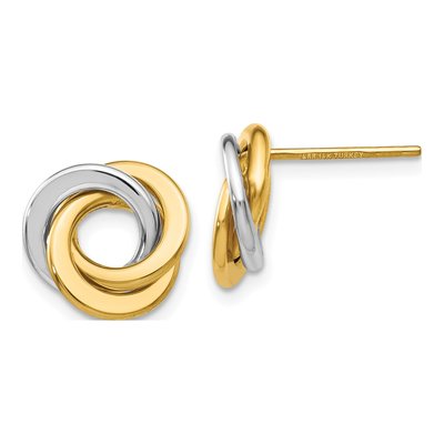 14K Two-Tone Gold Love Knot Stud Earrings