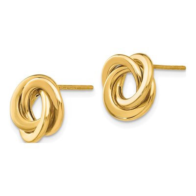 14K Yellow Gold Love Knot Circle Stud Earrings – view 2