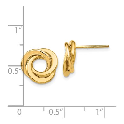 14K Yellow Gold Love Knot Circle Stud Earrings – view 4