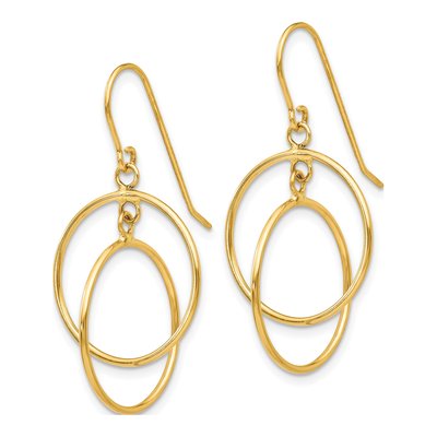 14K Yellow Gold Circle French Hook Dangle Earrings – view 2