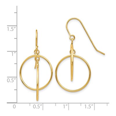 14K Yellow Gold Circle French Hook Dangle Earrings – view 4