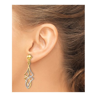 14K Two-Tone Gold Dangle Earrings – view 4