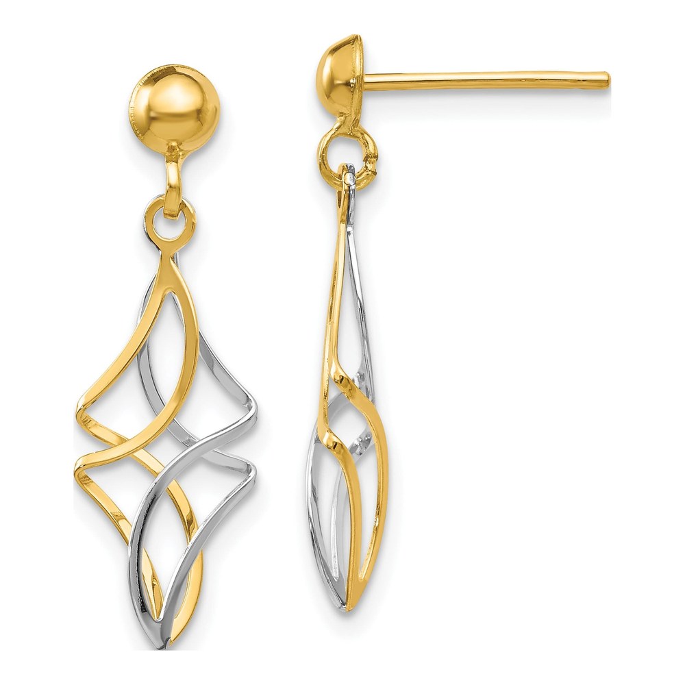 14K Two-Tone Gold Dangle Earrings