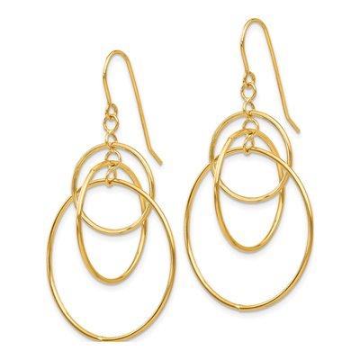 14K Yellow Gold Circle Dangle Earrings – view 3