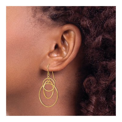 14K Yellow Gold Circle Dangle Earrings – view 4
