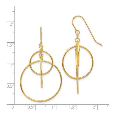 14K Yellow Gold Circle Dangle Earrings – view 5