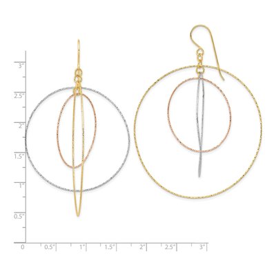 14K Tri-Color Gold Graduated Circles Dangle Earrings – view 4