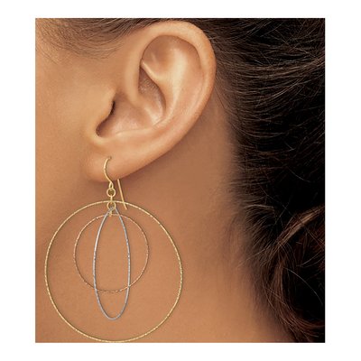 14K Tri-Color Gold Graduated Circles Dangle Earrings – view 5