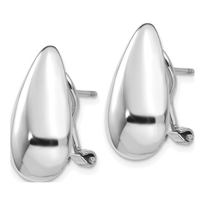 14K White Gold Teardrop Omega Back Stud Earrings – view 2