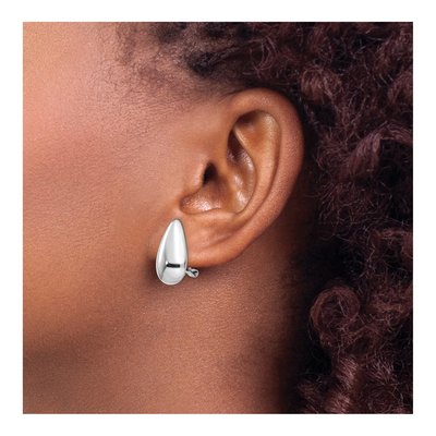 14K White Gold Teardrop Omega Back Stud Earrings – view 3