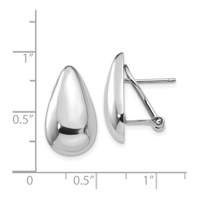 14K White Gold Teardrop Omega Back Stud Earrings – view 4