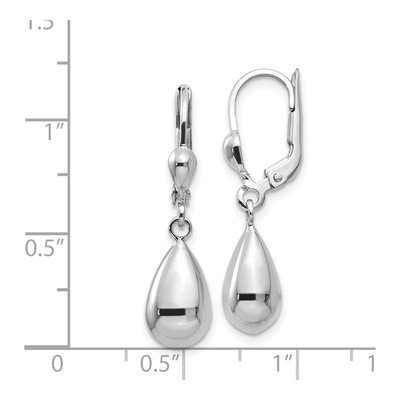 14K White Gold Teardrop Leverback Earrings – view 5