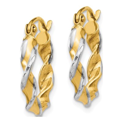 14K Yellow Gold 15mm Twisted Hoop Earrings – view 3