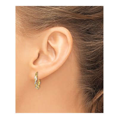 14K Yellow Gold 15mm Twisted Hoop Earrings – view 5