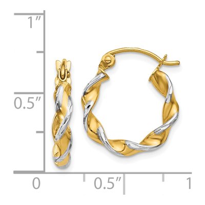 14K Yellow Gold 15mm Twisted Hoop Earrings – view 6