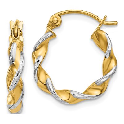 14K Yellow Gold 15mm Twisted Hoop Earrings