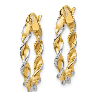 14K Yellow Gold 20mm Twisted Hoop Earrings – view 3