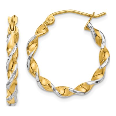 14K Yellow Gold 20mm Twisted Hoop Earrings