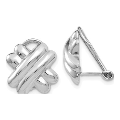 14K White Gold Non-Pierced Omega Stud Earrings