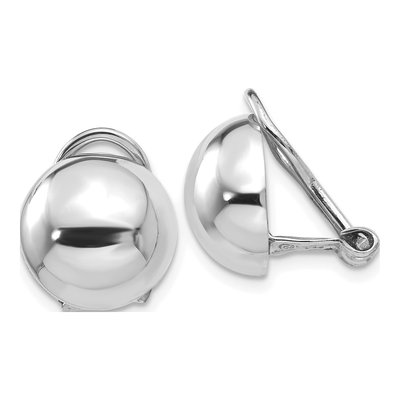 14K White Gold Non-Pierced Omega Stud Earrings
