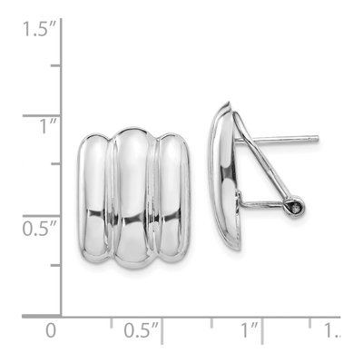 14K White Gold Ribbed Omega Back Button Stud Earrings – view 5