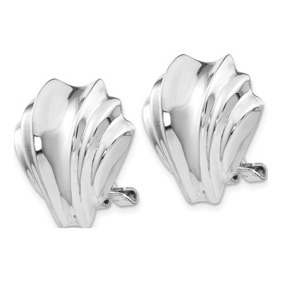 14K White Gold Fan Omega-Back Stud Earrings – view 3