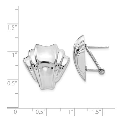 14K White Gold Fan Omega-Back Stud Earrings – view 6