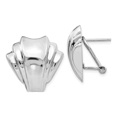14K White Gold Fan Omega-Back Stud Earrings