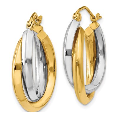 14K Two-Tone Gold 14mm Double Hoop Earrings – view 2