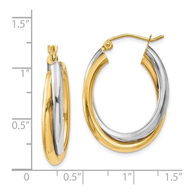14K Two-Tone Gold Double Oval Hoop Earrings – view 5