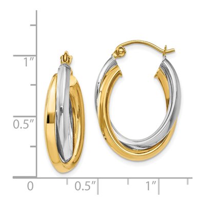 14K Two-Tone Gold Double Oval Hoop Earrings – view 5