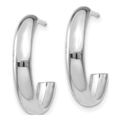 14K White Gold 17mm J- Hoop Earrings – view 3