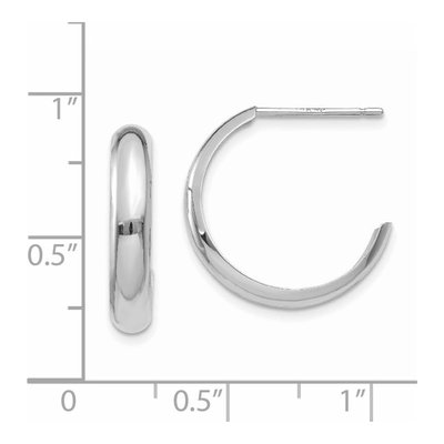 14K White Gold 17mm J- Hoop Earrings – view 5